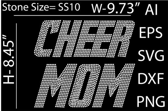 Cheer Mom Rhinestone Template: Graphics for T-Shirt Designs