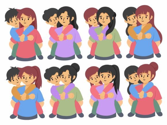 Mom Holding Kid Illustration: Graphics & Illustrations Review